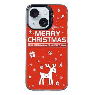 For iPhone 15 Plus Christmas Series PC Full Coverage Pattern Phone Case(CK045 Black)