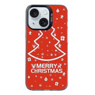 For iPhone 15 Plus Christmas Series PC Full Coverage Pattern Phone Case(CK046 Black)