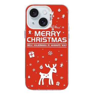 For iPhone 15 Christmas Series PC Full Coverage Pattern Phone Case(CW045 White)