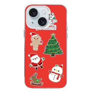 For iPhone 15 Christmas Series PC Full Coverage Pattern Phone Case(CW040 White)