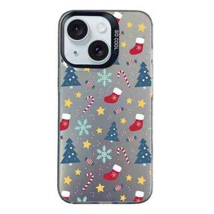 For iPhone 14 Plus Christmas Series PC Full Coverage Pattern Phone Case(CK036 Black)