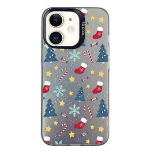 For iPhone 12 Christmas Series PC Full Coverage Pattern Phone Case(CK036 Black)