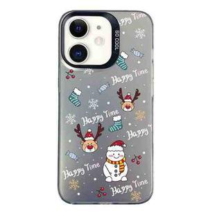 For iPhone 12 Christmas Series PC Full Coverage Pattern Phone Case(CK041 Black)