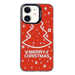 For iPhone 12 Christmas Series PC Full Coverage Pattern Phone Case(CK046 Black)