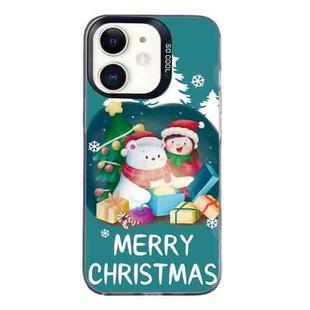 For iPhone 12 Christmas Series PC Full Coverage Pattern Phone Case(CK048 Black)