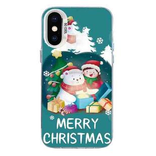 For iPhone X / XS Christmas Series PC Full Coverage Pattern Phone Case(CW048 White)