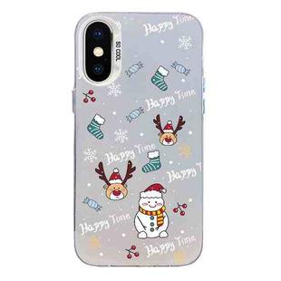 For iPhone X / XS Christmas Series PC Full Coverage Pattern Phone Case(CW041 White)