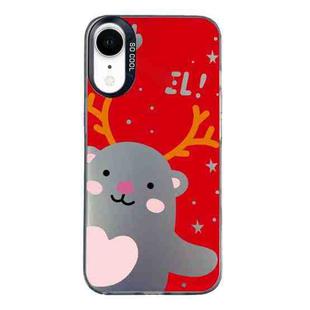 For iPhone XR Christmas Series PC Full Coverage Pattern Phone Case(CK035 Black)