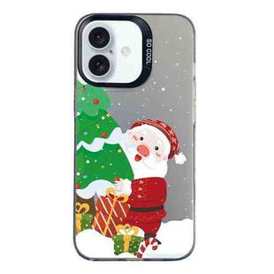 For iPhone 16 Plus Christmas Series PC Full Coverage Pattern Phone Case(CK034 Black)