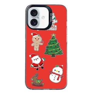 For iPhone 16 Plus Christmas Series PC Full Coverage Pattern Phone Case(CK041 Black)