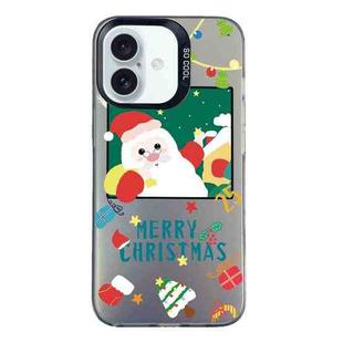 For iPhone 16 Plus Christmas Series PC Full Coverage Pattern Phone Case(CK044 Black)