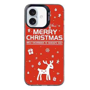 For iPhone 16 Plus Christmas Series PC Full Coverage Pattern Phone Case(CK045 Black)