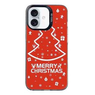 For iPhone 16 Plus Christmas Series PC Full Coverage Pattern Phone Case(CK046 Black)