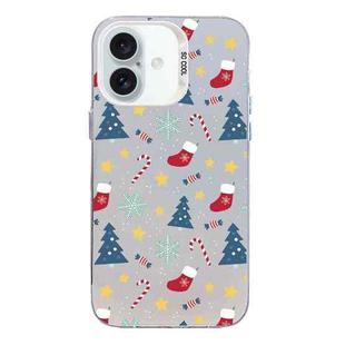 For iPhone 16 Plus Christmas Series PC Full Coverage Pattern Phone Case(CW036 White)