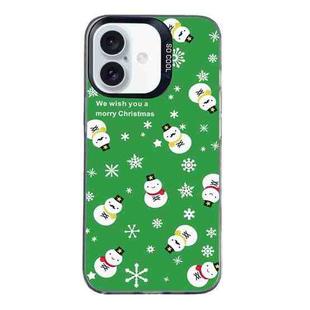 For iPhone 16 Christmas Series PC Full Coverage Pattern Phone Case(CK038 Black)