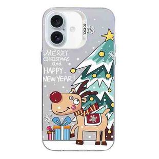 For iPhone 16 Christmas Series PC Full Coverage Pattern Phone Case(CW042 White)