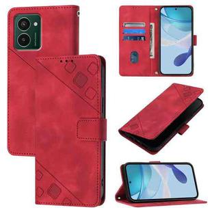 For HMD Pulse Pro Skin-feel Embossed Leather Phone Case(Red)