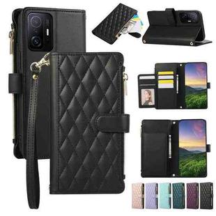 For Xiaomi Mi 11T Rhombic Zipper Wallet Leather Phone Case(Black)