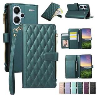 For Redmi Note 13 Pro+ 4G / 5G Rhombic Zipper Wallet Leather Phone Case(Green)