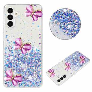 For Samsung Galaxy S24 5G Luminous Starry Sky Glitter Butterfly TPU Phone Case(Purple)