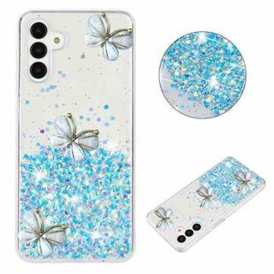 For Samsung Galaxy S24+ 5G Luminous Starry Sky Glitter Butterfly TPU Phone Case(Blue)