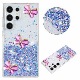 For Samsung Galaxy S24 Ultra 5G Luminous Starry Sky Glitter Butterfly TPU Phone Case(Purple)