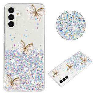 For Samsung Galaxy S23 FE 5G Luminous Starry Sky Glitter Butterfly TPU Phone Case(White)