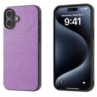 For iPhone 16 Black Frame Glitter Shockproof Phone Case(Purple)