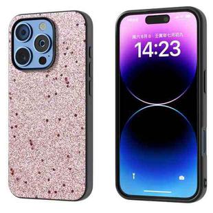 For iPhone 16 Pro Black Frame Glitter Shockproof Phone Case(Gold Pink)