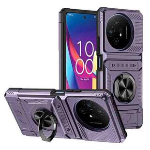 For TCL 50 XL 5G TPU Hybrid PC Shockproof Card Phone Case with Metal Ring Holder(Purple)