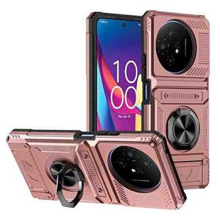 For TCL 50 XL 5G TPU Hybrid PC Shockproof Card Phone Case with Metal Ring Holder(Rose Gold)