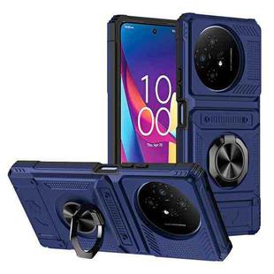 For TCL 50 XL 5G TPU Hybrid PC Shockproof Card Phone Case with Metal Ring Holder(Blue)