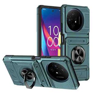 For TCL 50 XL 5G TPU Hybrid PC Shockproof Card Phone Case with Metal Ring Holder(Green)