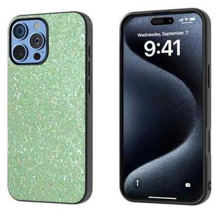 For iPhone 16 Pro Max Black Frame Colorful Glitter Phone Case(Dark Green)