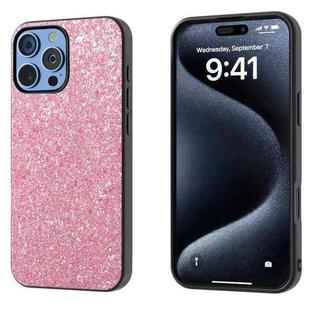 For iPhone 16 Pro Max Black Frame Colorful Glitter Phone Case(Purple Pink)