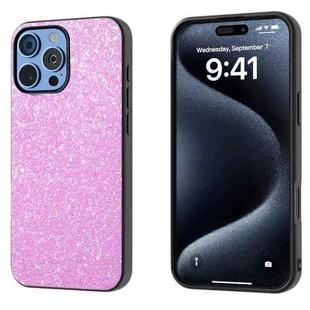 For iPhone 16 Pro Black Frame Colorful Glitter Phone Case(Dark Pink)