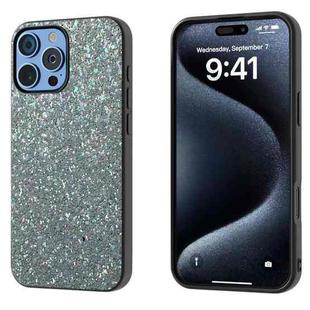 For iPhone 16 Pro Black Frame Colorful Glitter Phone Case(Black Green)