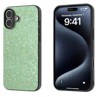 For iPhone 16 Plus Black Frame Colorful Glitter Phone Case(Dark Green)