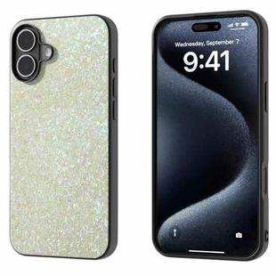 For iPhone 16 Plus Black Frame Colorful Glitter Phone Case(Gold)