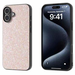 For iPhone 16 Plus Black Frame Colorful Glitter Phone Case(Pink)