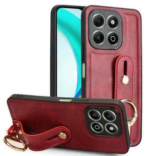 For Honor X6b Wristband Leather Back Phone Case(Red)