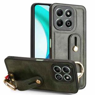 For Honor X6b Wristband Leather Back Phone Case(Green)