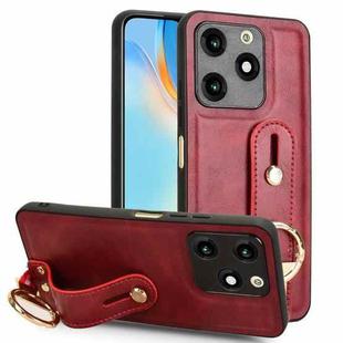 For itel A70 Wristband Leather Back Phone Case(Red)