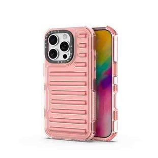 For iPhone 16 Pro High Transparency TPU Hybrid PC Airbag Phone Case(Peach Red)