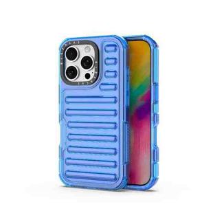 For iPhone 16 Pro High Transparency TPU Hybrid PC Airbag Phone Case(Transparent Blue)