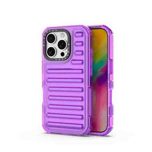 For iPhone 16 Pro High Transparency TPU Hybrid PC Airbag Phone Case(Transparent Purple)