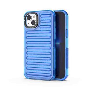 For iPhone 14 Plus High Transparency TPU Hybrid PC Airbag Phone Case(Transparent Blue)