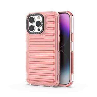 For iPhone 14 Pro Max High Transparency TPU Hybrid PC Airbag Phone Case(Peach Red)