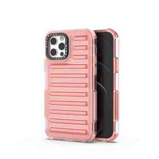 For iPhone 12 / 12 Pro High Transparency TPU Hybrid PC Airbag Phone Case(Peach Red)