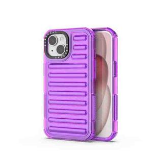 For iPhone 15 High Transparency TPU Hybrid PC Airbag Phone Case(Transparent Purple)